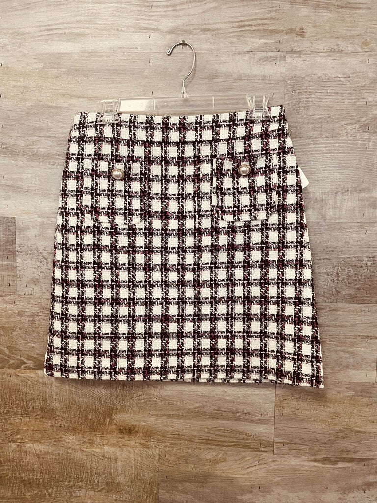 (2) Madison D'Amelie Pink White Tweed Skirt Womens