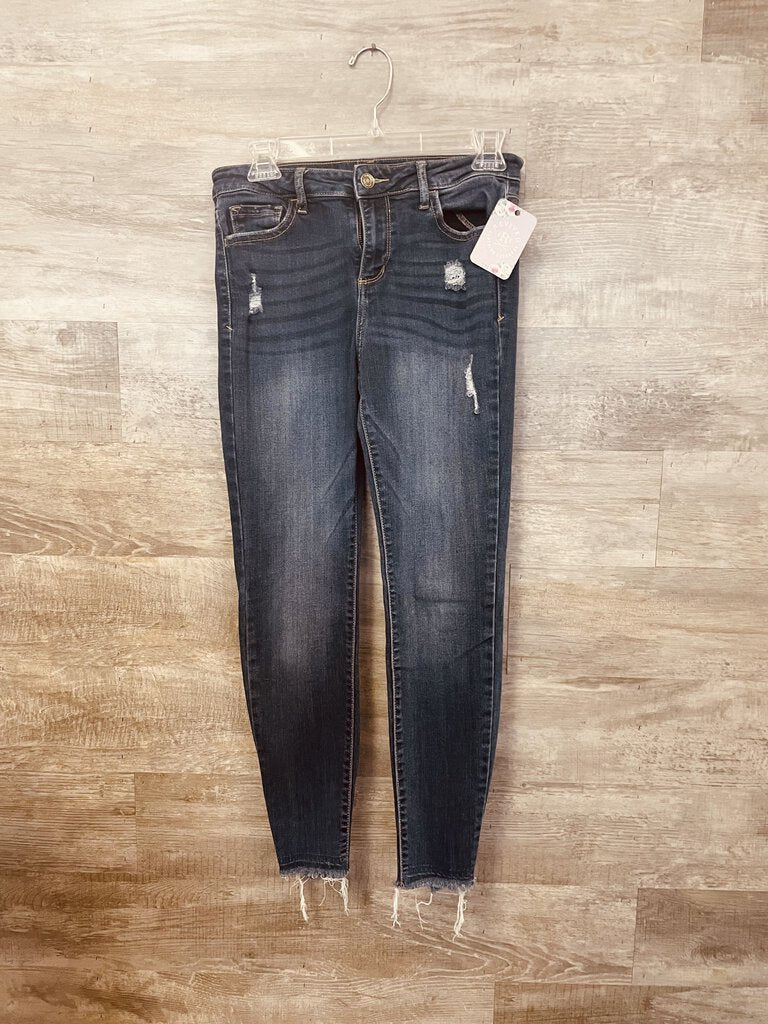 (3) Cello Dark Distressed Skinny Jeans Womens