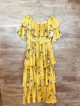 Load image into Gallery viewer, (6) Self Portrait Yellow Floral Tiered Dress Womens