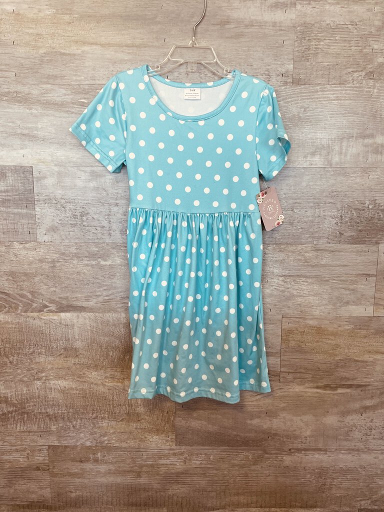 (5/6) Boutique Blue Polka Dot Dress Girls