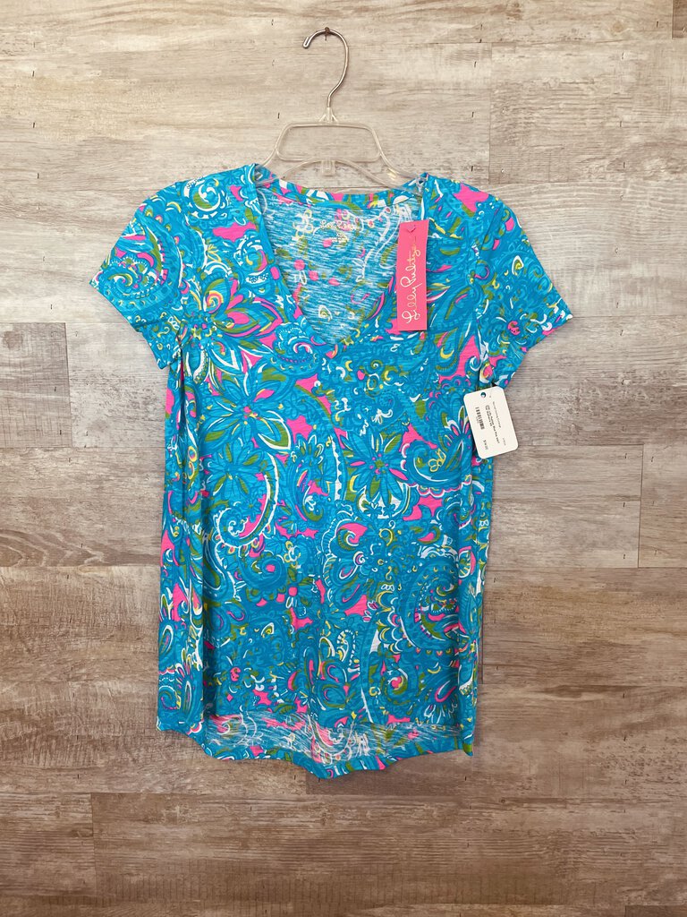 (XS) Lilly Pulitzer Blue Pink NWT Tee Women's