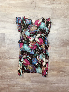(6) J. Crew Black Floral Tank Women's