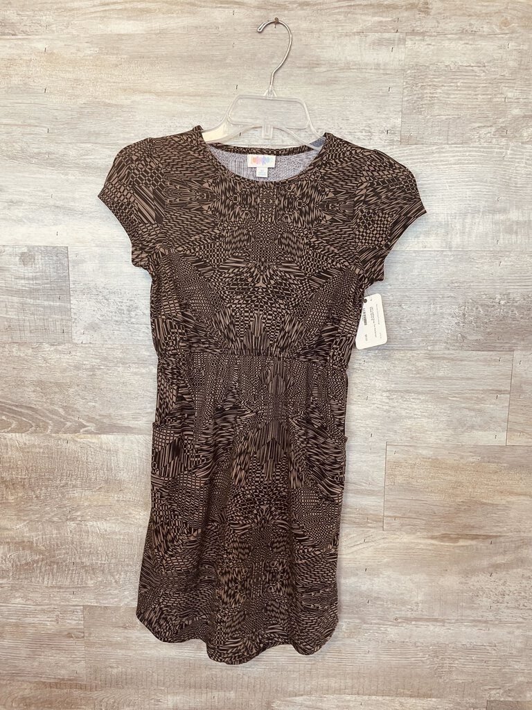 (12) LulaRoe Gray Tan Patterned Dress Girl's