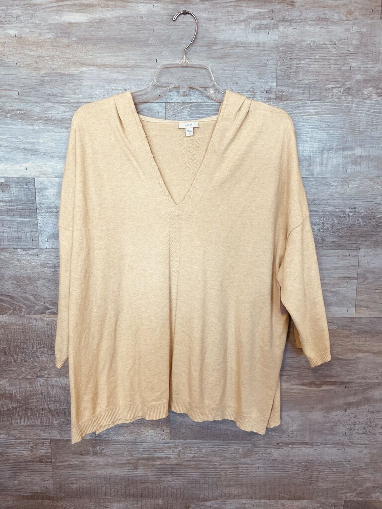 (XL) J Jill Yellow Knit Hooded Shirt Womens