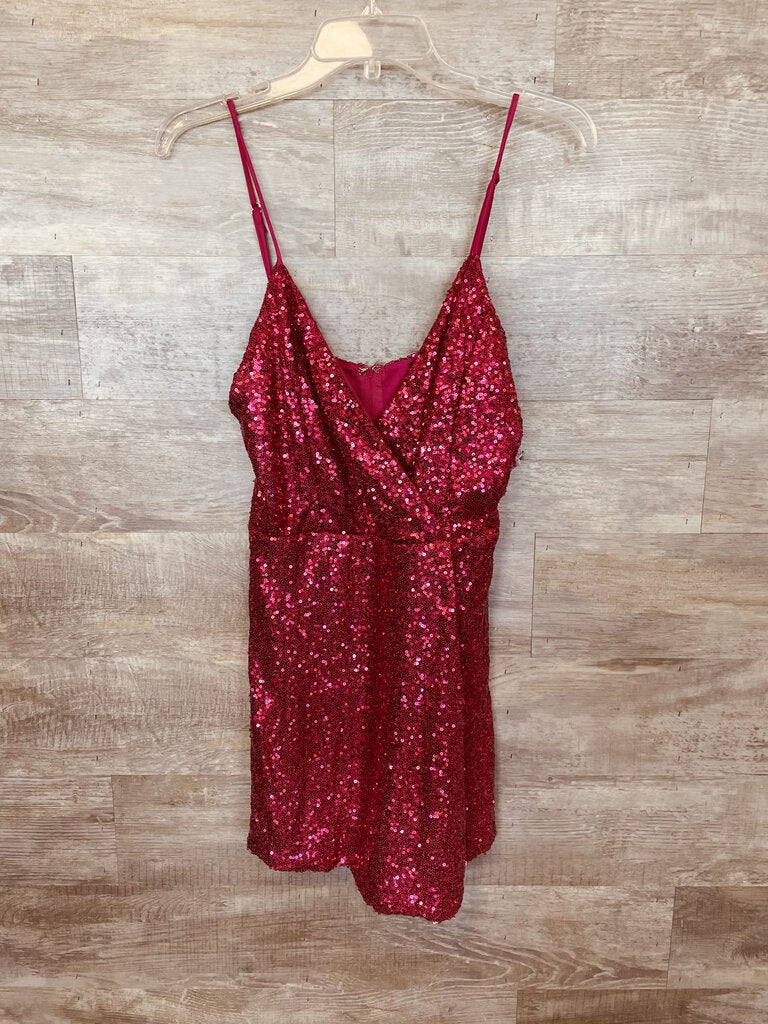 (L) Windsor Pink Sequin Romper Womens