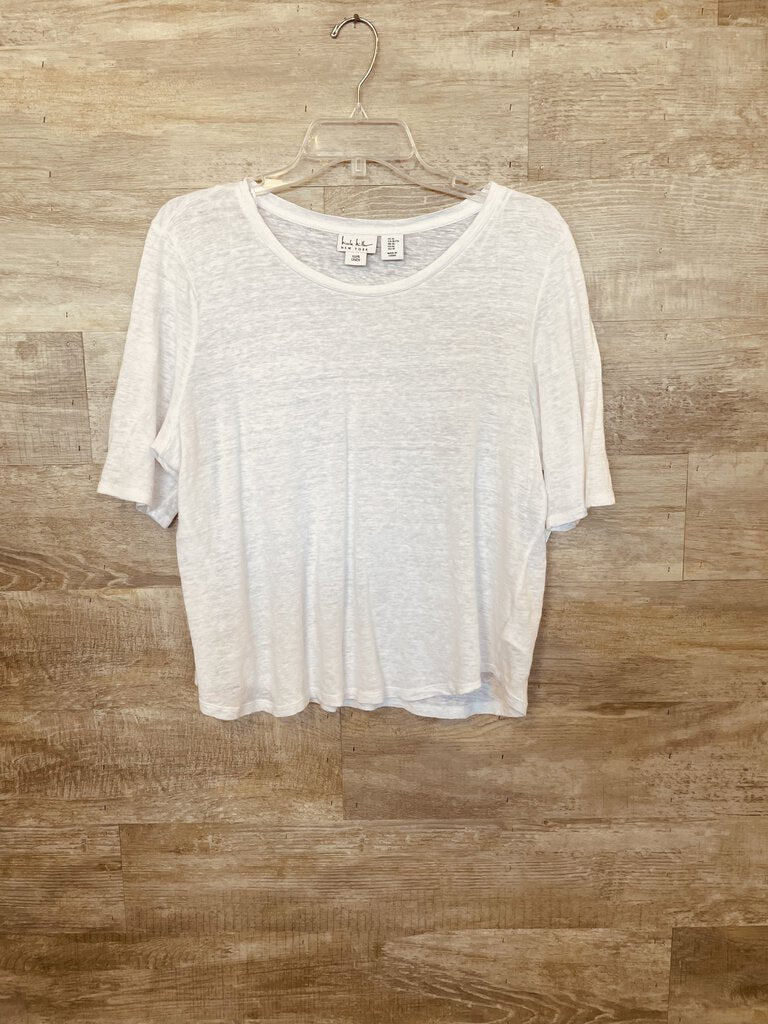(XL) Nicole Miller Yellow Linen Top Womens