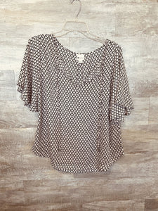 (L) Stylus Navy Blush Patterened TopWomens