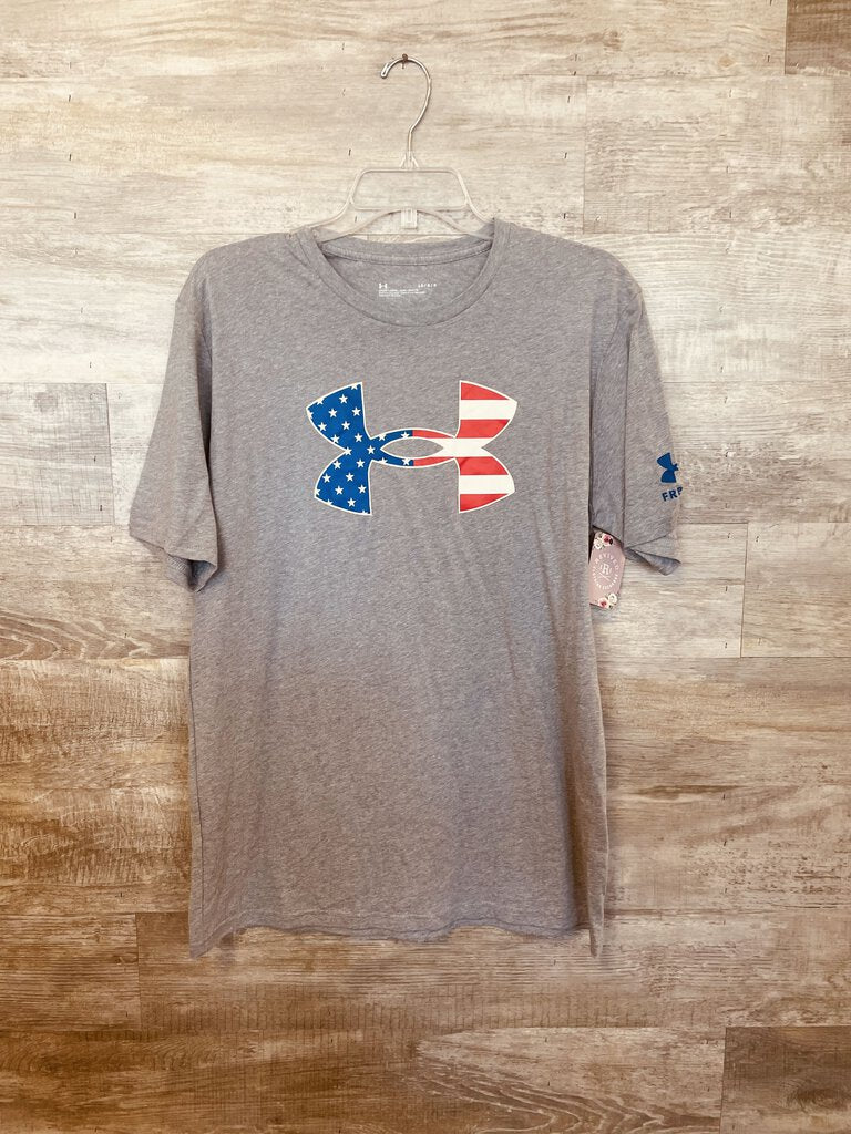 (L) Under Armour Grey Flag Logo Tee Mens