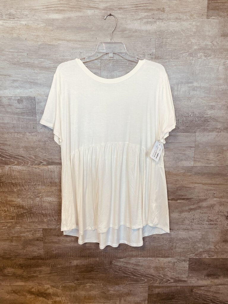 (3X) Lovely Melody White Peplum Shirt Womens