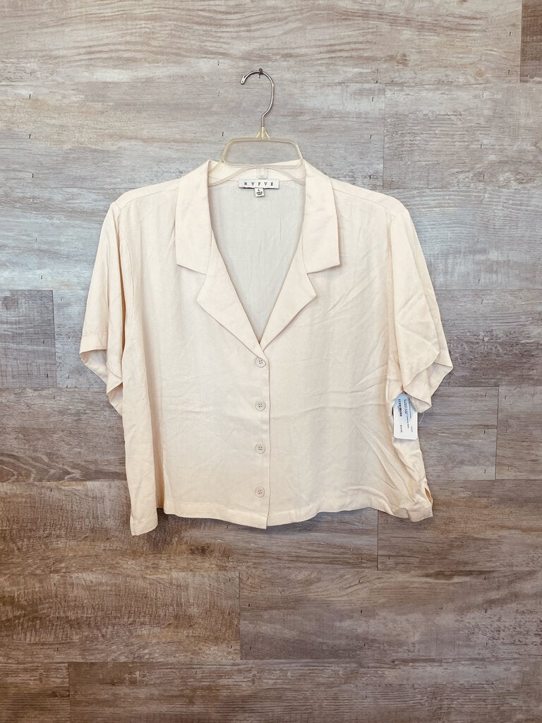 (L) Hyfve Cream Collared Shirt Womens