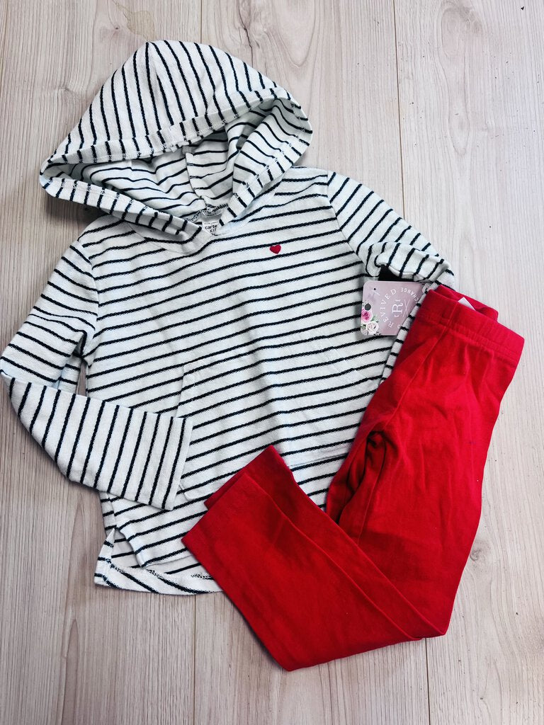 (4) Carter's Red Striped Outfit Gurls
