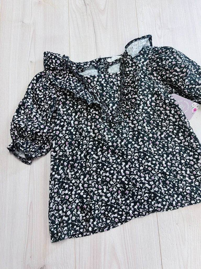 (7/8) Jessica Simpson Grey Floral Shirt Girls