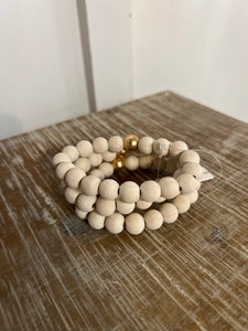 Ivory Wood Bead Bracelet Stack