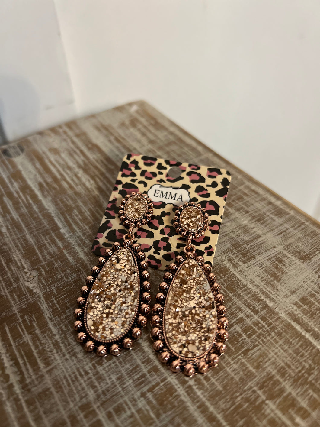 Rose Gold Sparkle Drop Earring